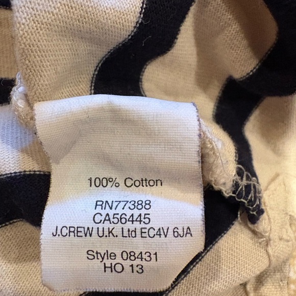 J. Crew Jeweled Embellished Striped Long Sleeve Top Cream/navy stripe women’s XS - Picture 6 of 10
